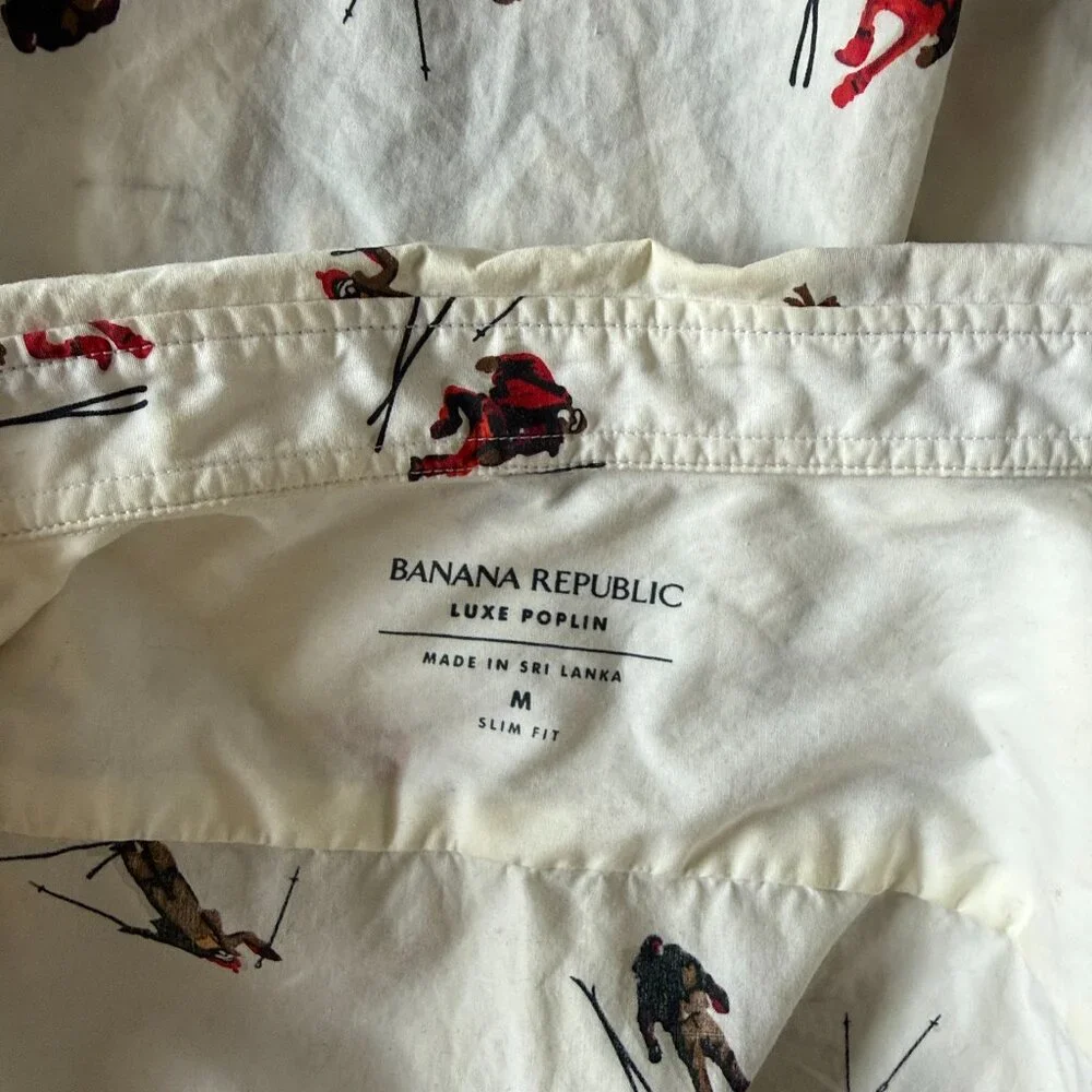 Men's Banana Republic white button up shirt medium preppy winter ski snow sports